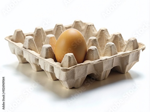 Minimalist Empty Egg Carton Isolated on White Background for Clean and Modern Visuals photo