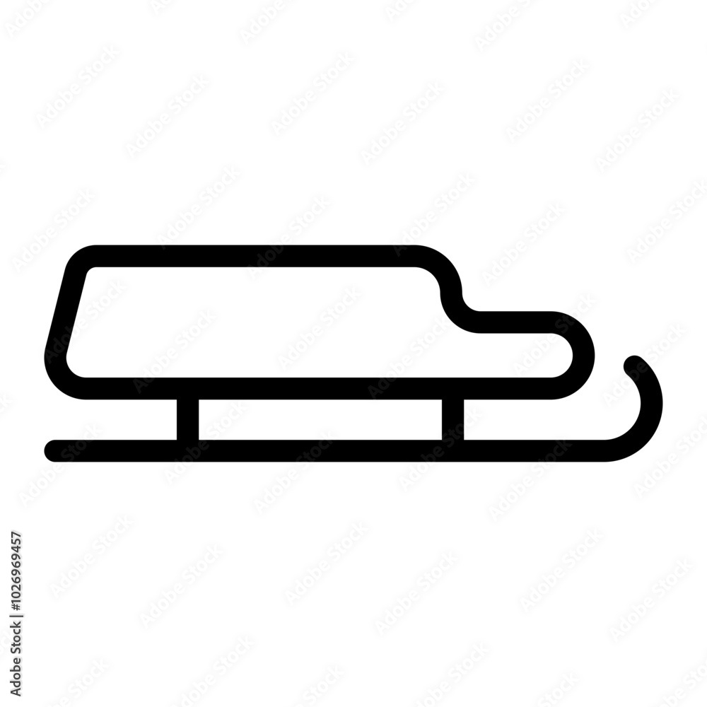 Sled icon in line art. Outline Style. Isolated on white background Sled icon in line art. Outline Style. Isolated on white background