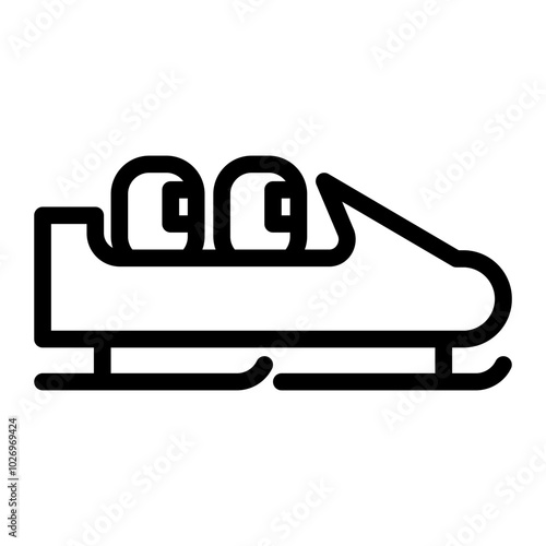 Bobsleigh icon in line art. Outline Style. Isolated on white background