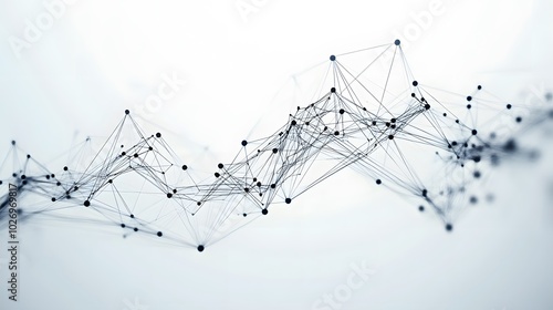 Abstract Network of Black Lines and Points Against a White Background