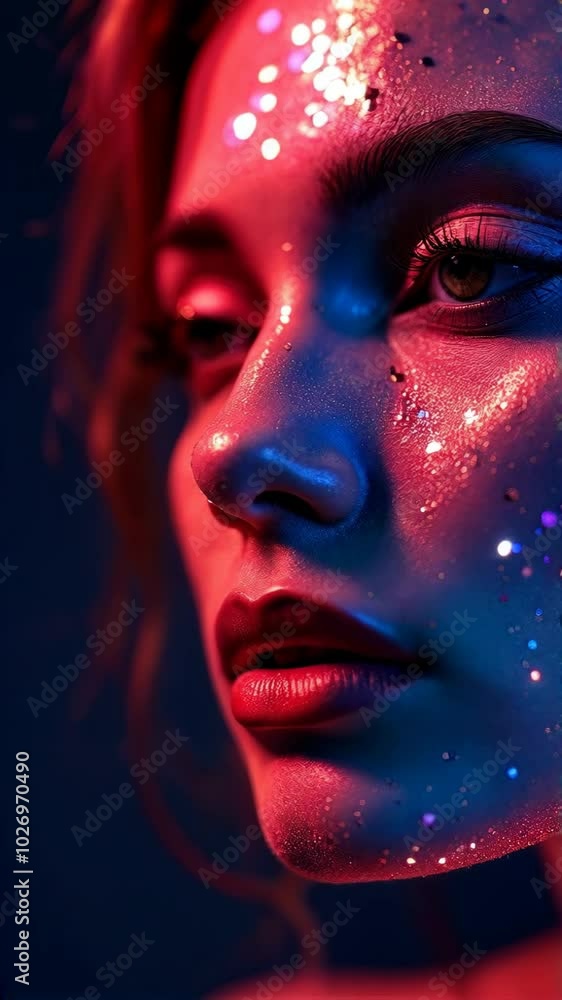 Beautiful woman in neon light. Created with AI. Beautiful woman in neon light. Created with AI.