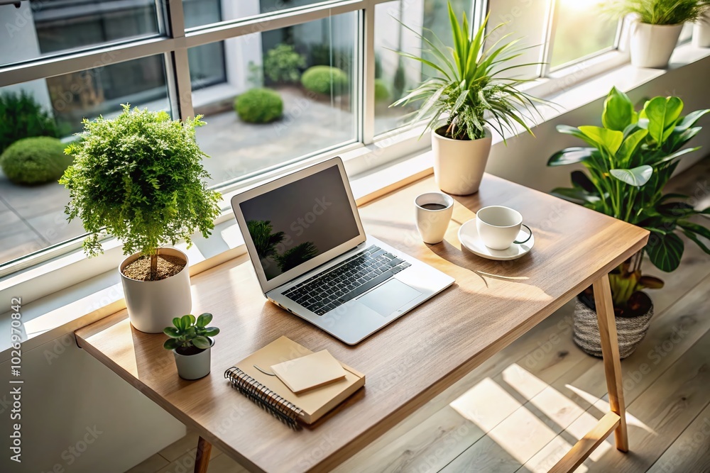 Minimalist Office Workspace with Businessman Using Laptop for Productivity and Focus Minimalist Office Workspace with Businessman Using Laptop for Productivity and Focus