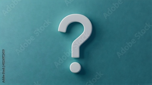 Minimalist question mark on textured teal background