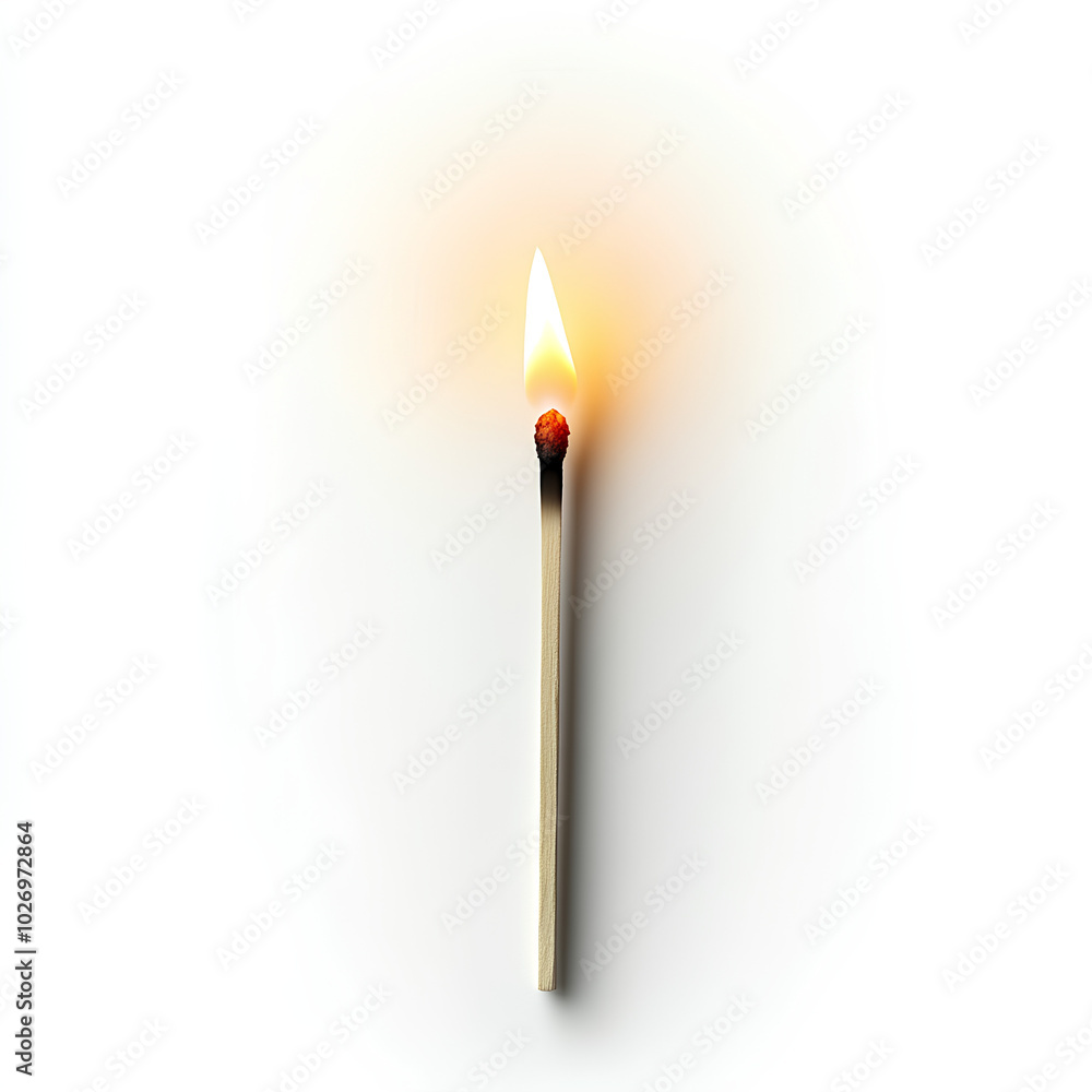 burning match isolated on white background burning match isolated on white background
