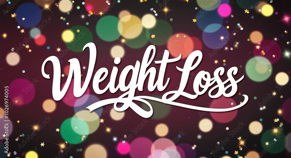weight loss calligraphic lettering on colorful bokeh glitter festive sparkles background weight loss calligraphic lettering on colorful bokeh glitter festive sparkles background