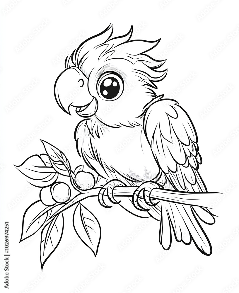 cartoon parrot on a branch cartoon parrot on a branch