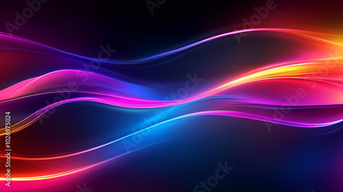 Abstract glowing wave on dark background, abstract background with blue and pink waves and bokeh effect, Futuristic technology wave background design with lights and flares