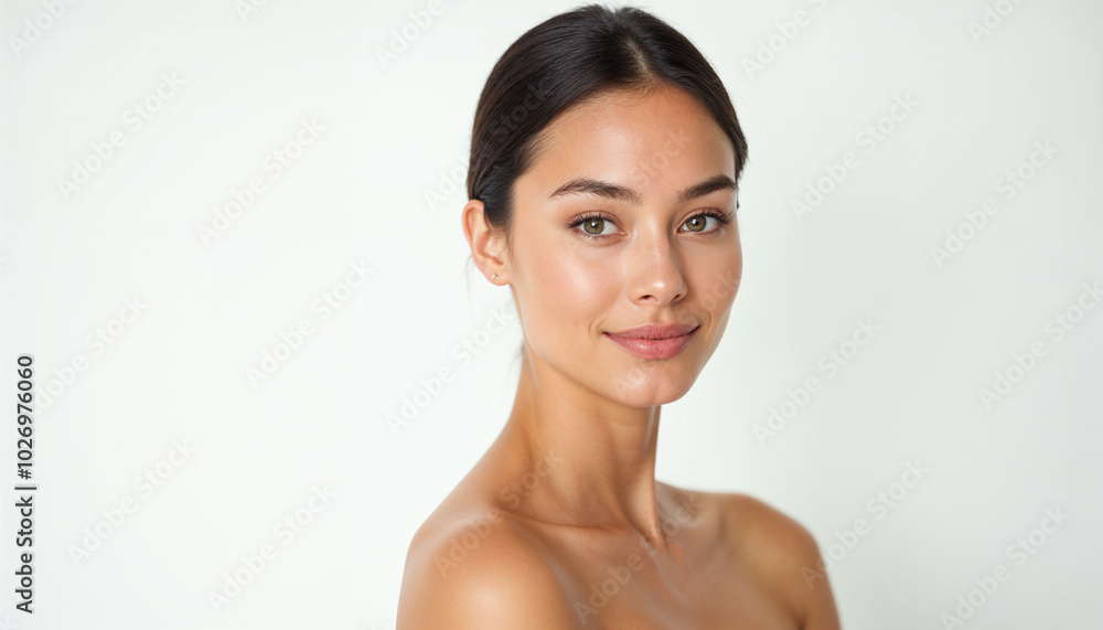 Beautiful Asian Woman with Natural Look in a Minimalist Studio Setting Beautiful Asian Woman with Natural Look in a Minimalist Studio Setting