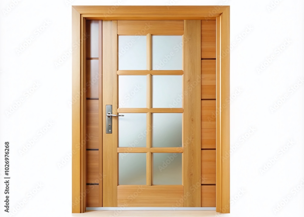 Modern Light Wooden Apartment Door with Transparent Windows for Interior Design Projects Modern Light Wooden Apartment Door with Transparent Windows for Interior Design Projects
