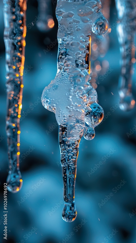 Close-Up of Icicle with Air Bubbles Close-Up of Icicle with Air Bubbles