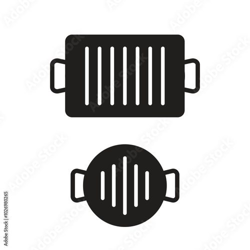 Illustration grill pan unique design with blank background