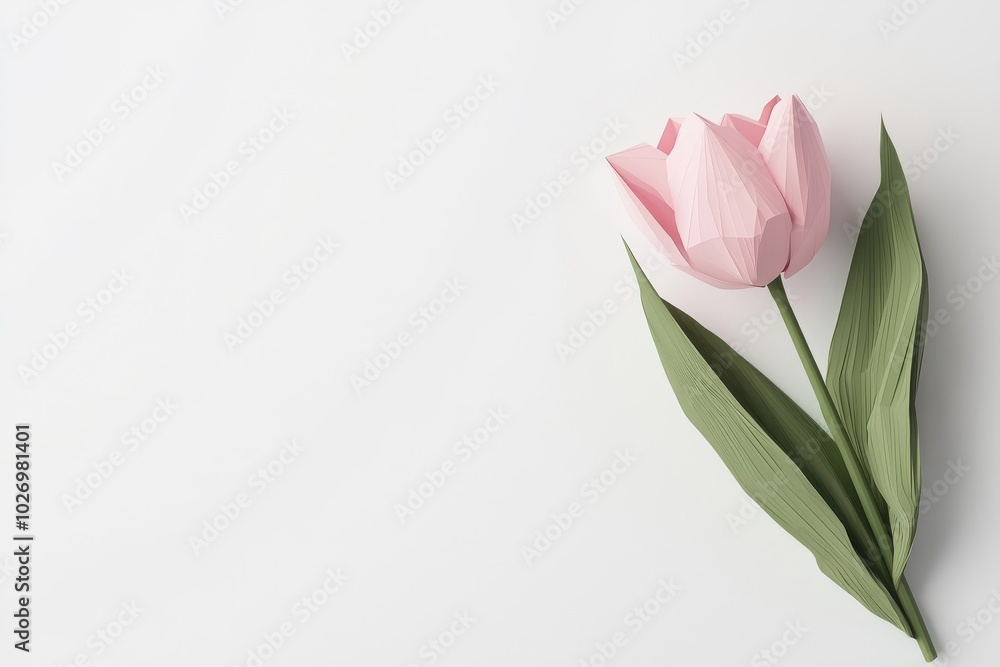 A low polygon style tulip, isolate on white background, featuring geometric shapes and a contemporary design. A low polygon style tulip, isolate on white background, featuring geometric shapes and a contemporary design.