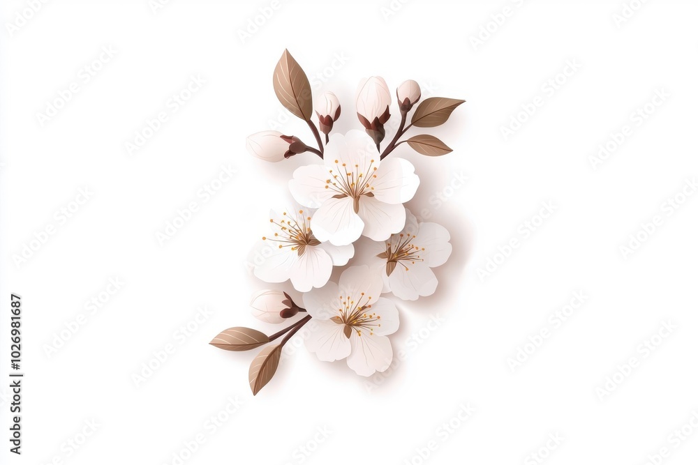 A flat style illustration of cherry blossoms, isolated on a white background, featuring graceful and colorful blooms. A flat style illustration of cherry blossoms, isolated on a white background, featuring graceful and colorful blooms.