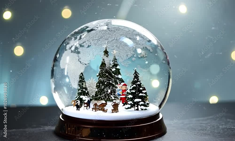 Composite image of a Christmas tree in a snow globe