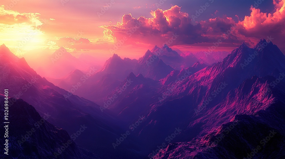 Majestic Sunrise Over Colorful Mountain Landscape Majestic Sunrise Over Colorful Mountain Landscape