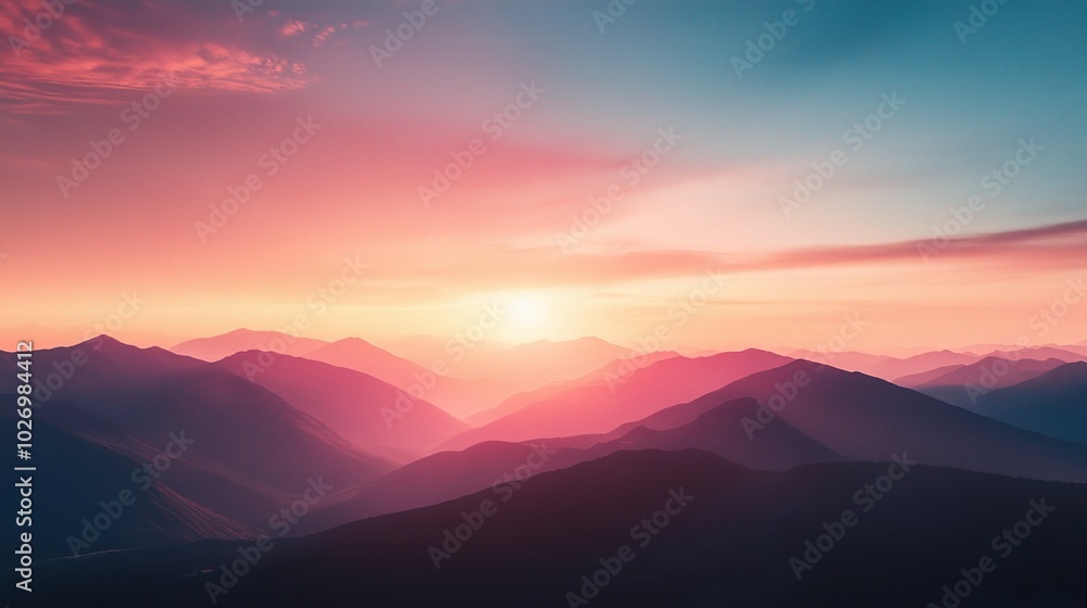 Serene Mountain Landscape at Sunrise Serene Mountain Landscape at Sunrise