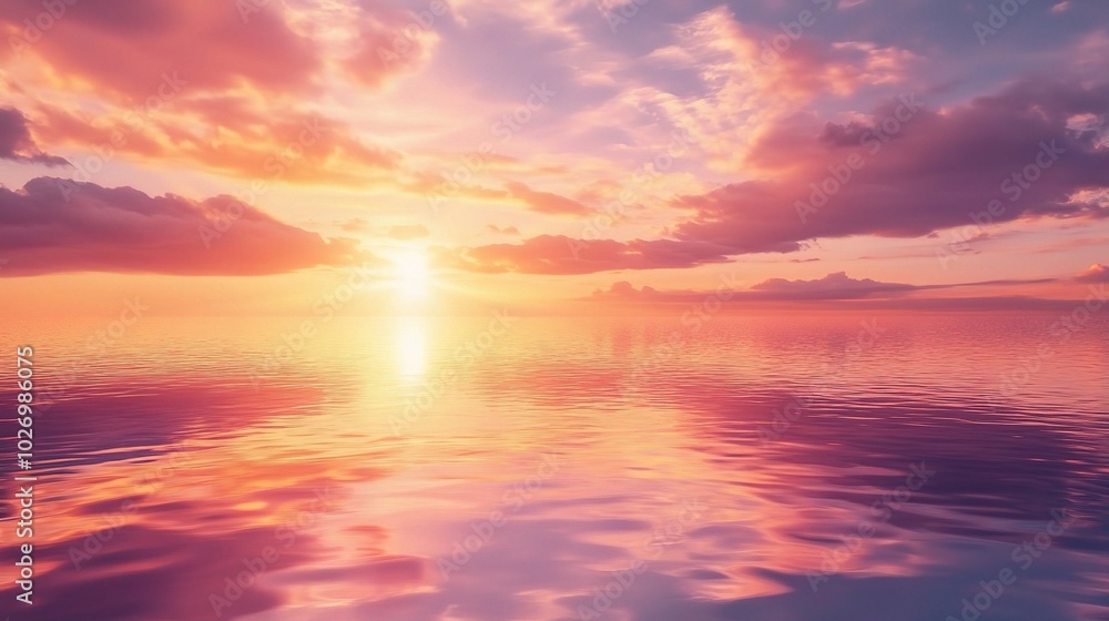 Serene Sunset Over Calm Ocean Waters Serene Sunset Over Calm Ocean Waters