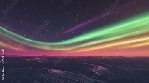 Stunning Aurora Over Serene Landscape at Night