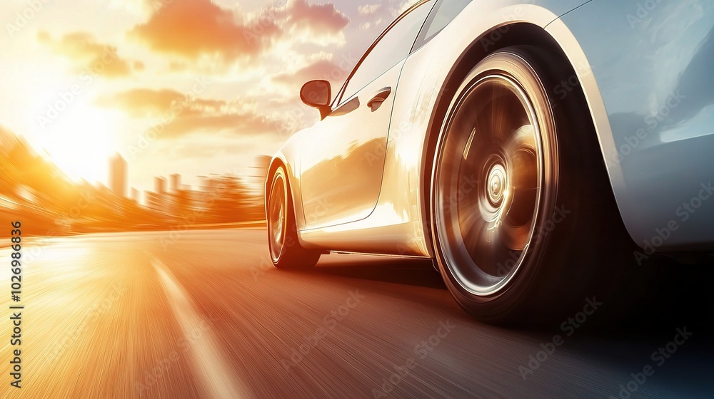 Dynamic Close-Up of a Sports Car in Motion Dynamic Close-Up of a Sports Car in Motion