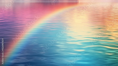 Vibrant Rainbow Over Calm Water Surface