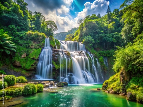 Majestic Lucifer Falls Cascading Through Lush Greenery in a Serene Natural Landscape Setting