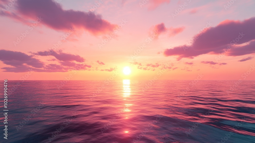 Fototapeta premium Serene Sunset Over Calm Ocean Waters