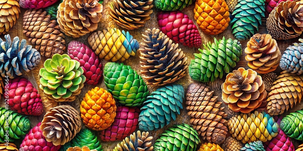 Painted Pine Cones Seamless Tile Design for Home Decor and Crafting Painted Pine Cones Seamless Tile Design for Home Decor and Crafting