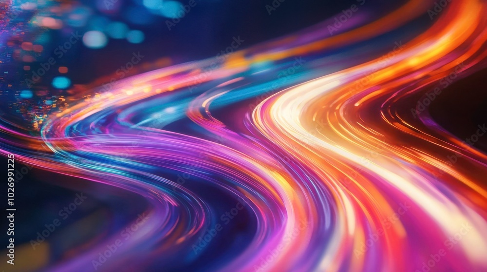 Colorful Abstract Light Trails on Dark Background Colorful Abstract Light Trails on Dark Background