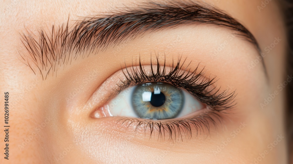 Close-up of blue eye with long eyelashes for beauty and fashion concepts Close-up of blue eye with long eyelashes for beauty and fashion concepts
