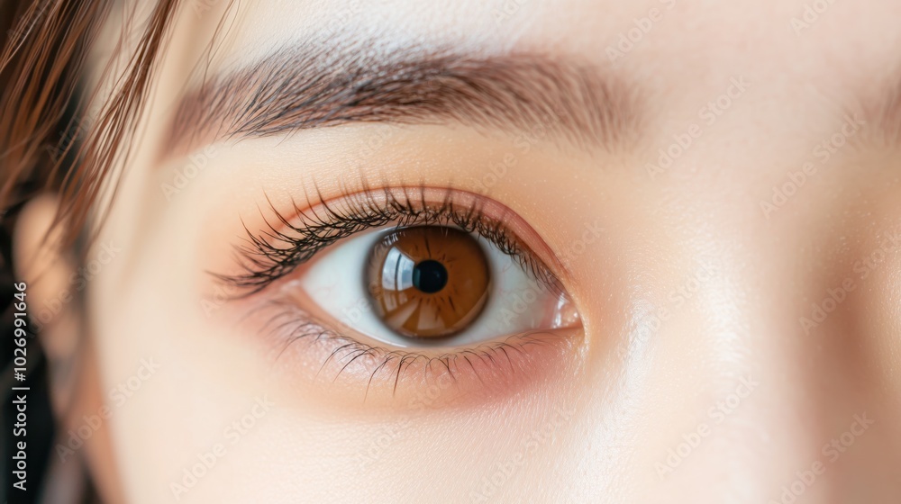 Fototapeta premium Close-up of young woman's eye highlighting beauty and natural features for skincare industries
