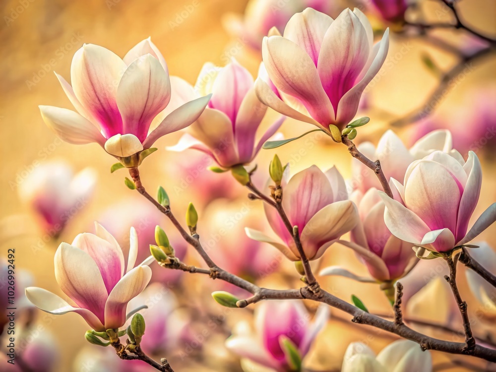 Pastel Magnolia Blooms on Beige Background for Urban Exploration Photography Pastel Magnolia Blooms on Beige Background for Urban Exploration Photography