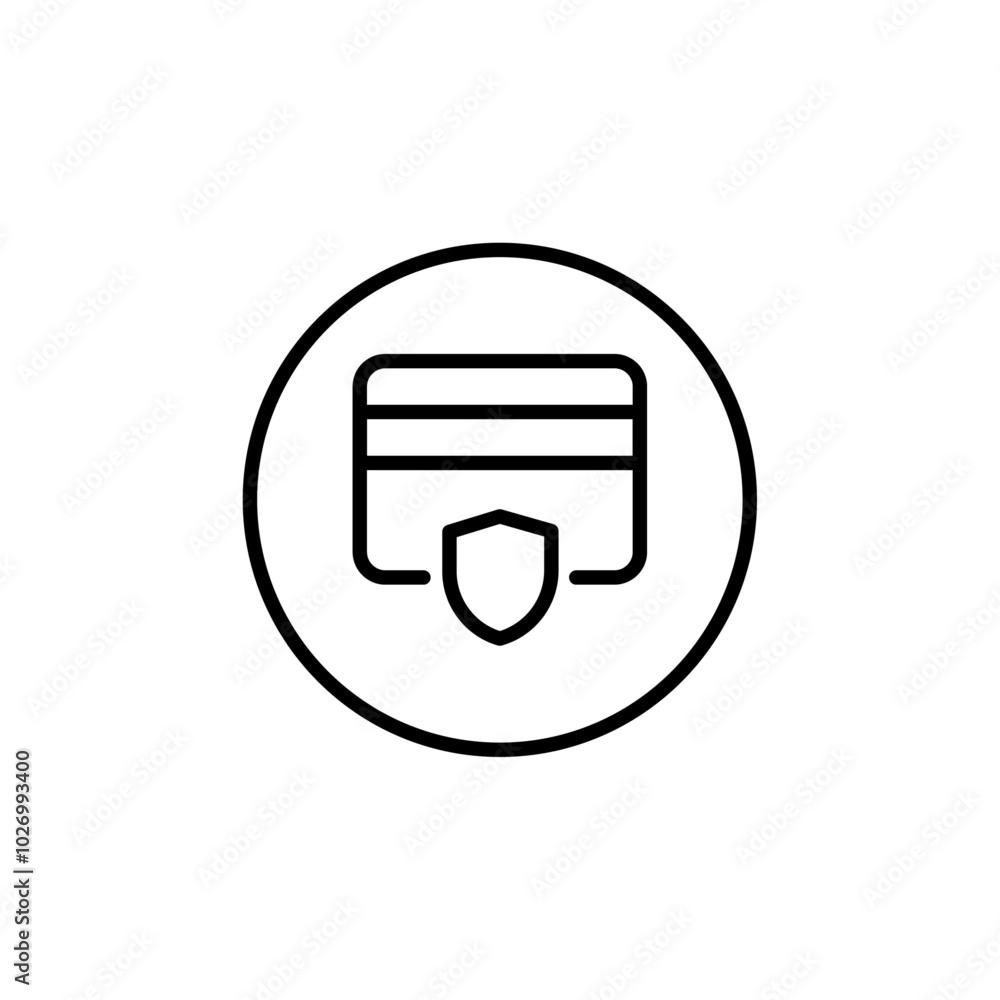 Credit card protection icon Thin vector set Credit card protection icon Thin vector set