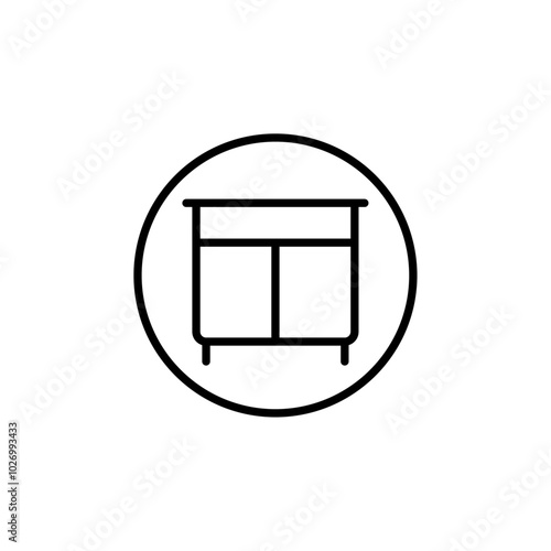 Cupboard icon Thin vector set