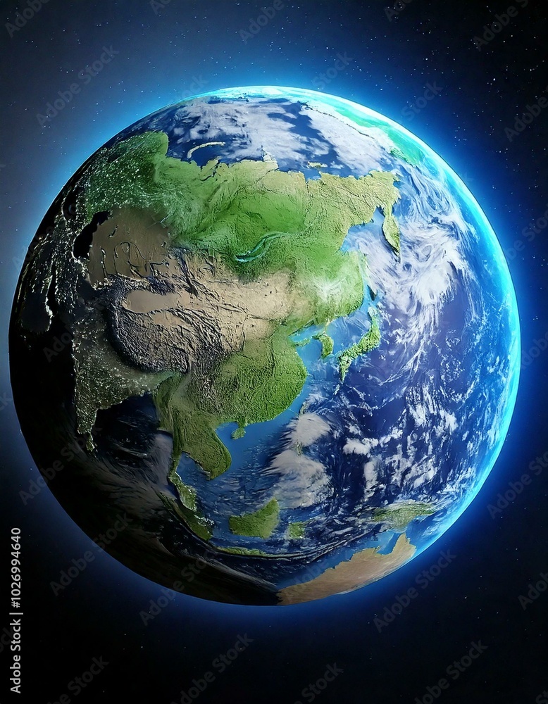 Fototapeta premium 地球の縦型イラスト