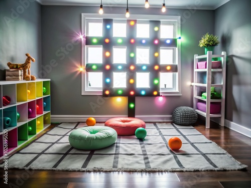 Playroom with Giant Foam Tic Tac Toe Board and Bokeh Effect photo