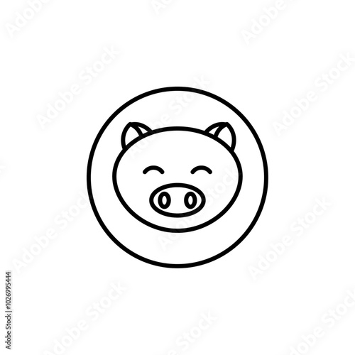 Pig icon Thin vector set