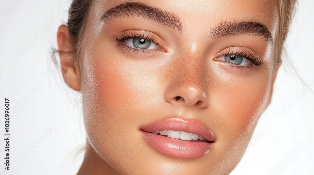 Radiant beauty portrait for spring-themed skincare advertising Radiant beauty portrait for spring-themed skincare advertising