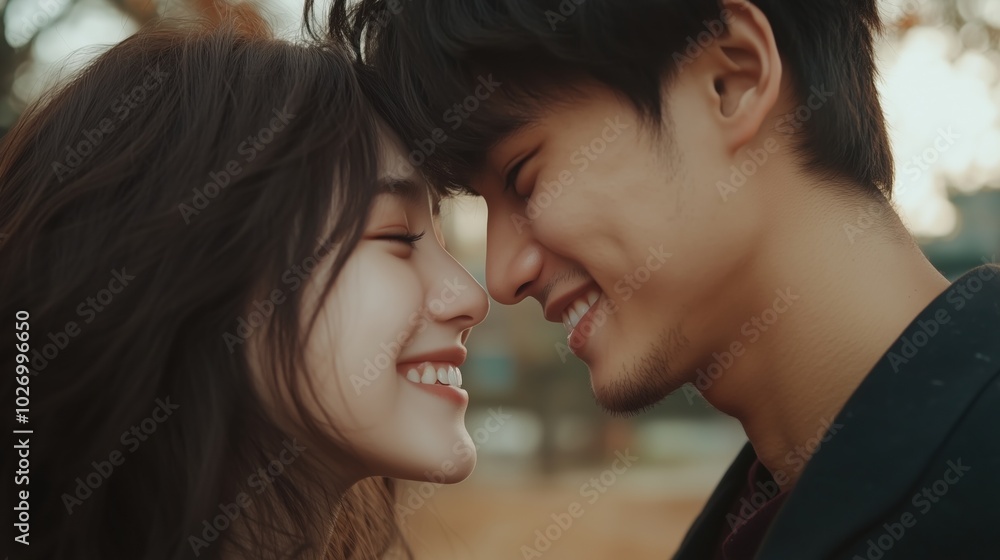 Romantic moment: young couple embracing fall love for spring campaigns Romantic moment: young couple embracing fall love for spring campaigns