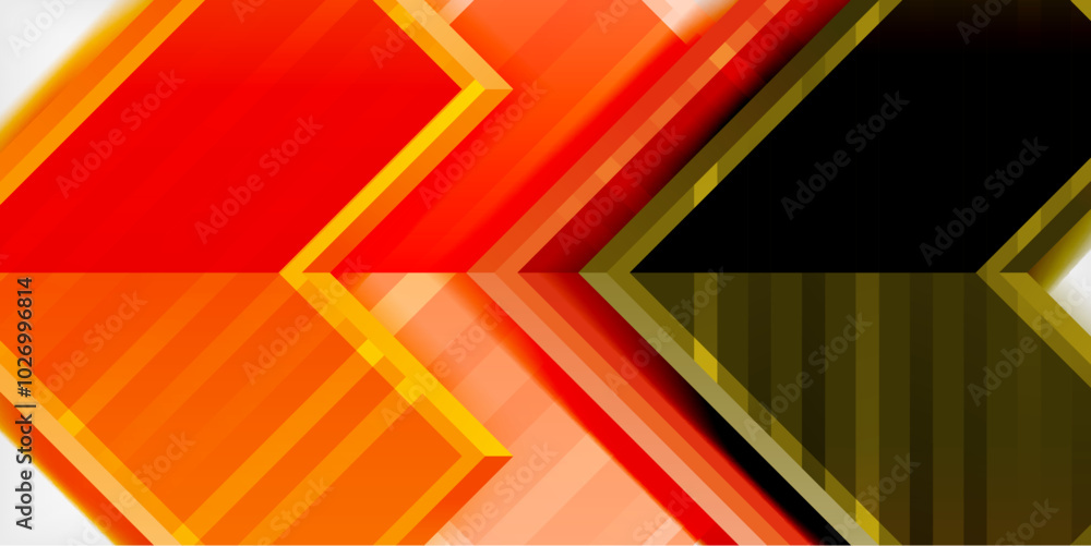 Fototapeta premium Arrow symbols created with 3d effects and line texture geometric abstract background