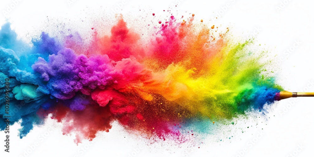 Professional Airbrush Tool with Colorful Holi Powder Explosion for Art and Modeling