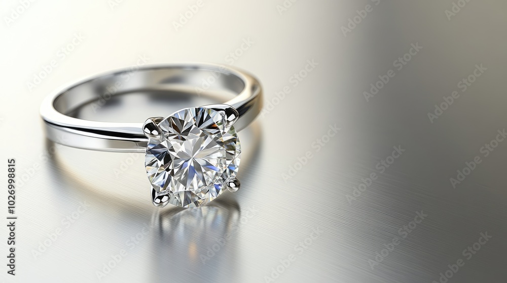 Elegant Diamond Ring on Polished Surface Elegant Diamond Ring on Polished Surface