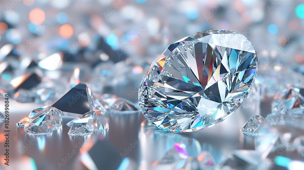 Sparkling Diamond on a Bed of Precious Gems Sparkling Diamond on a Bed of Precious Gems