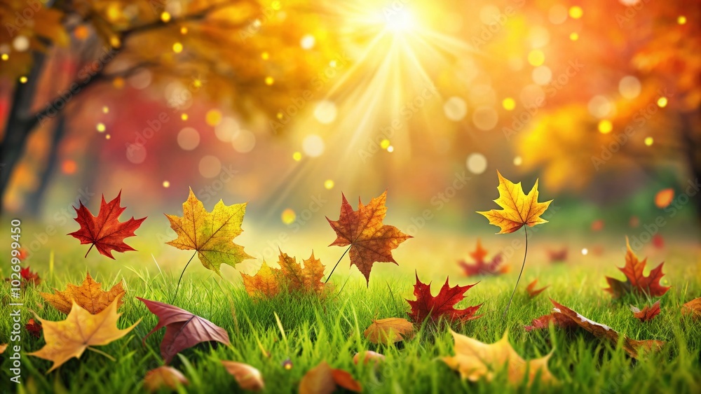 Realistic Vector Fall Pattern with Grass and Leaves for Seasonal Decor and Design Realistic Vector Fall Pattern with Grass and Leaves for Seasonal Decor and Design