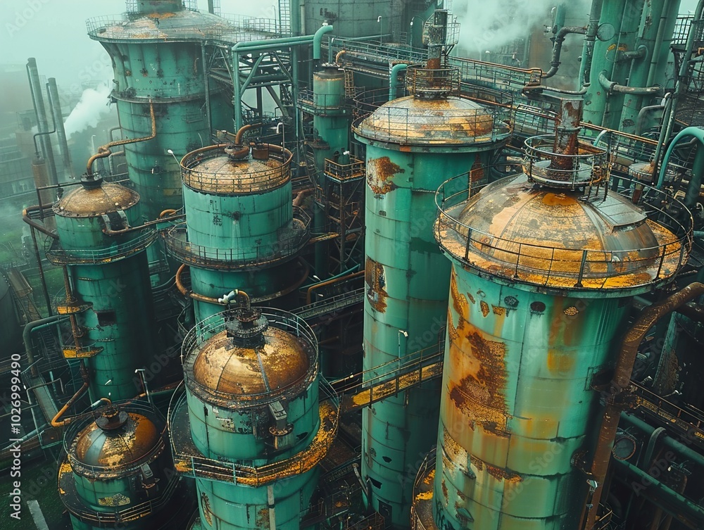 Aerial View of a Rusty Industrial Complex Aerial View of a Rusty Industrial Complex