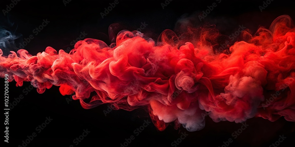 Obraz premium Red Smoke on Black Background - Dramatic Drone Photography for Visual Impact