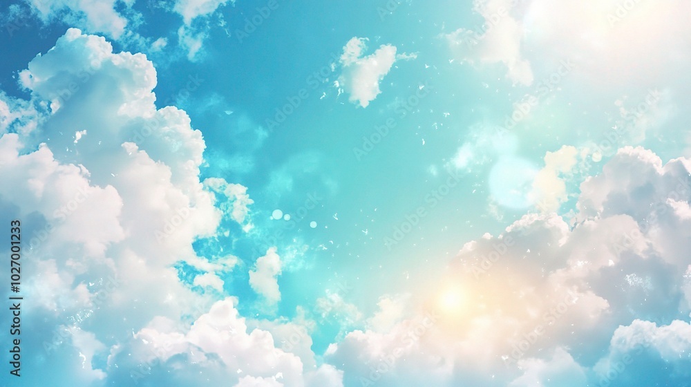 Bright Blue Sky with Fluffy White Clouds Bright Blue Sky with Fluffy White Clouds