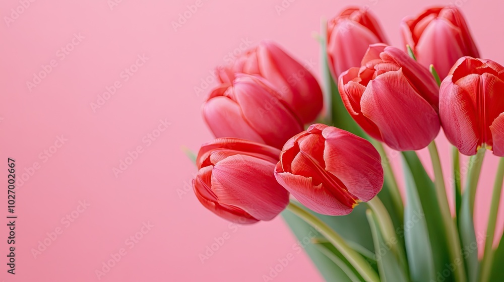 Vibrant Pink Tulips on Soft Pink Background Vibrant Pink Tulips on Soft Pink Background