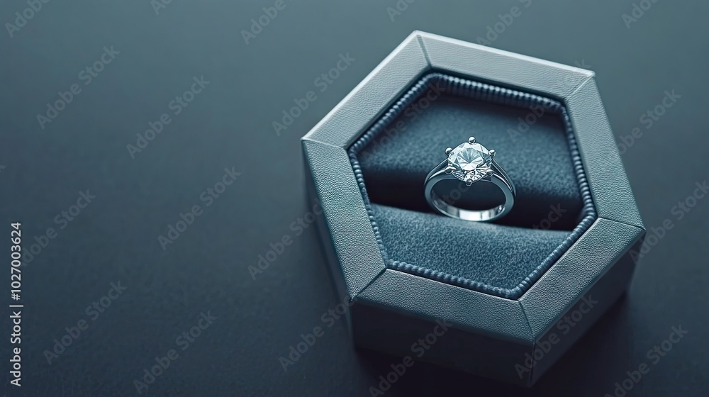 Elegant engagement ring in stylish hexagonal box Elegant engagement ring in stylish hexagonal box