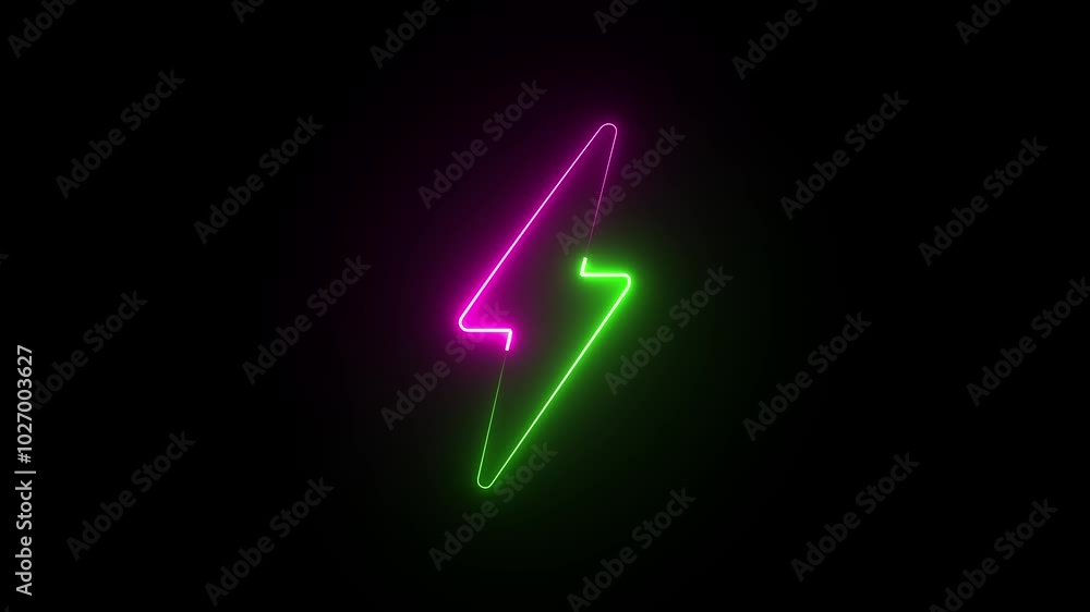 Neon battery charging sign with power animation. Glowing neon Charging icon, power icon and battery charging electronic technology icon. Neon battery charging sign with power animation. Glowing neon Charging icon, power icon and battery charging electronic technology icon.