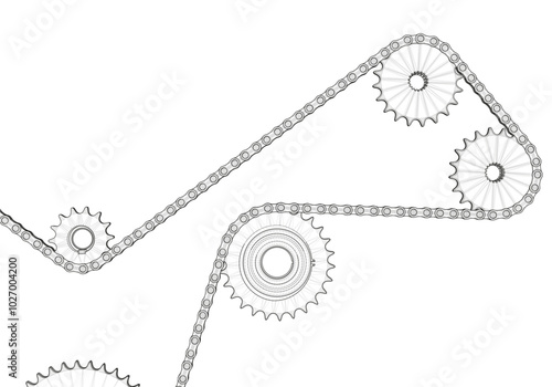 Chain transmission on a white background.